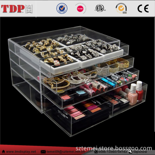 Multi-Purpose 4-Drawer Clear Acrylic Makeup, Cosmetic & Jewelry Organizer